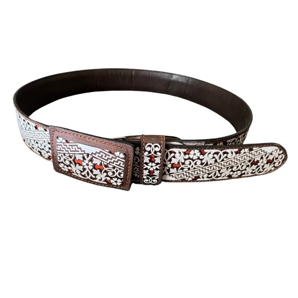 Floral Design Genuine Leather Belt / Cinto Vaquero